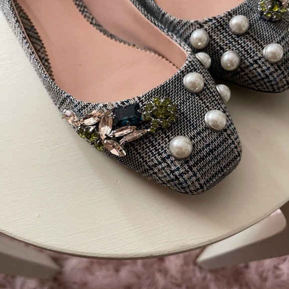 J Crew Glen Plaid Bejeweled flats Size 6 - Picture 3 of 4